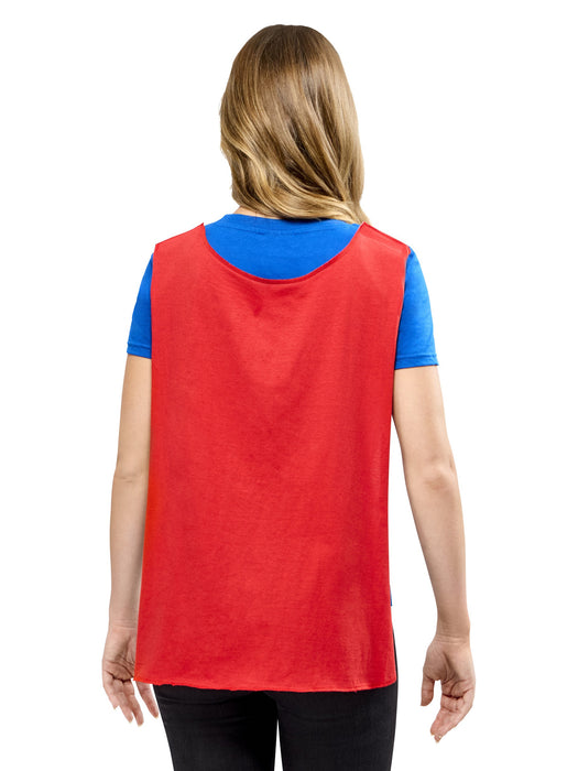 DC Comics Womens Supergirl T-Shirt w/ Cape Adult Costume - costumesupercenter.com