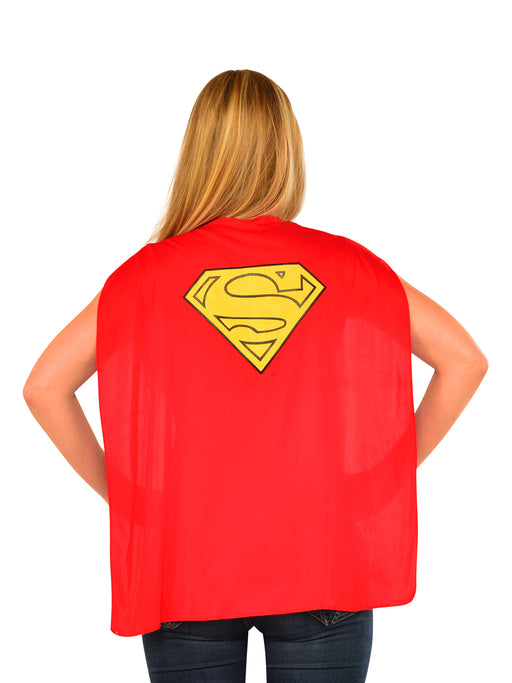 DC Comics Womens Supergirl T-Shirt w/ Cape Adult Costume - costumesupercenter.com