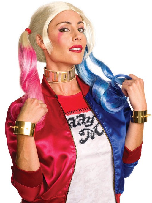 Women's Suicide Squad Harley Quinn Choker and Bracelets - costumesupercenter.com