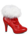Women's Red Ankle Boots with Faux Fur - costumesupercenter.com