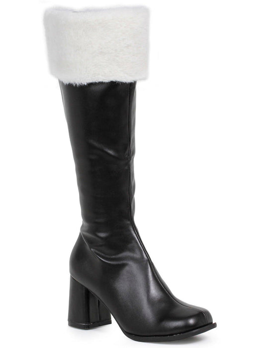 Women's Black Gogo Boots with Faux Fur - costumesupercenter.com