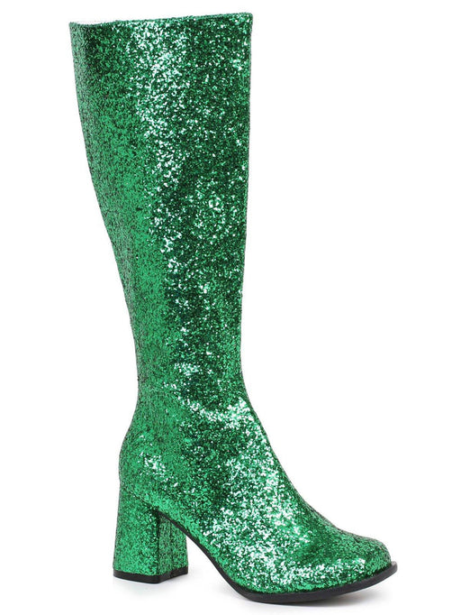 Women's Green Glitter Gogo Boots - costumesupercenter.com