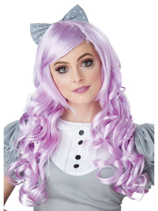 Adult Lavender Cosplay Doll Wig w/ Clip on Bow - costumesupercenter.com