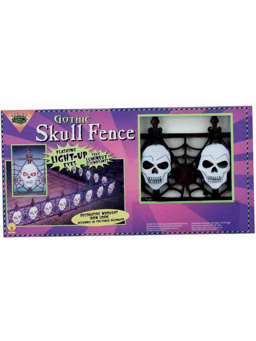2 Piece Light Up Gothic Skull Fence - costumesupercenter.com