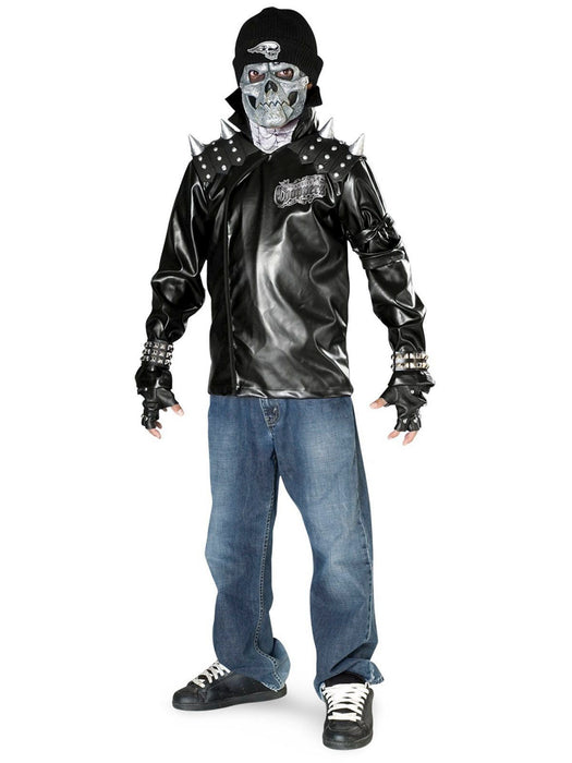 Metal Skull Biker Teen Costume - costumesupercenter.com