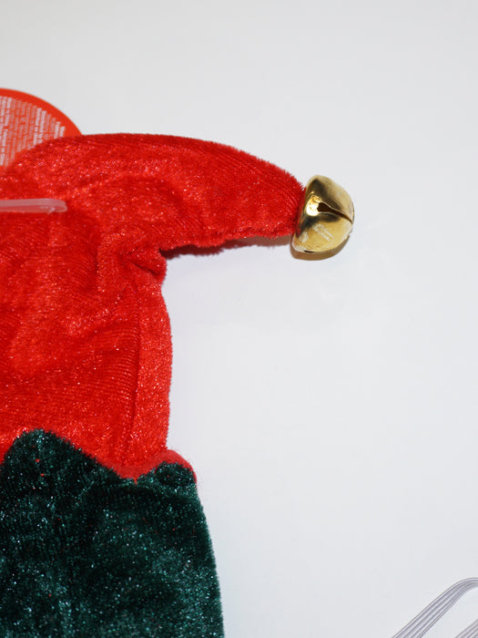 Red and Green Elf Pet Collar and Hat - costumesupercenter.com