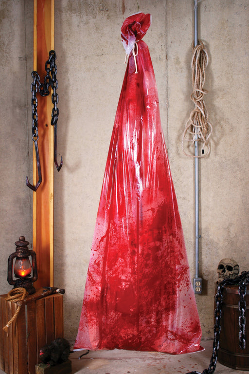 72-inch Bloody  Body in Bag Decoration - costumesupercenter.com