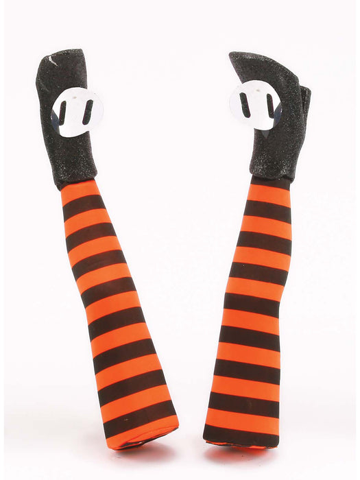13-inch Orange Stripe Wicked Witch Legs Decoration - costumesupercenter.com