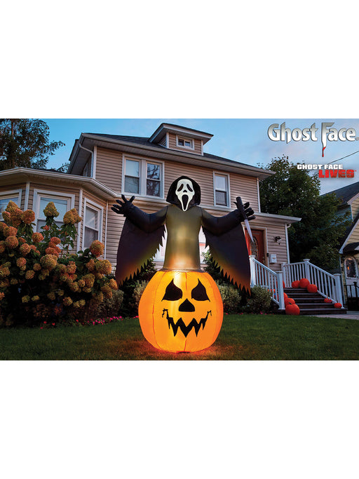 6 Foot Scream Ghost Face Light Up Halloween Inflatable Lawn Decoration - costumesupercenter.com