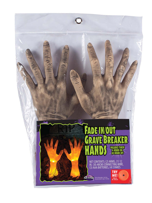11.5-inch Zombie Hands Light Up Graveyard Decoration - costumesupercenter.com