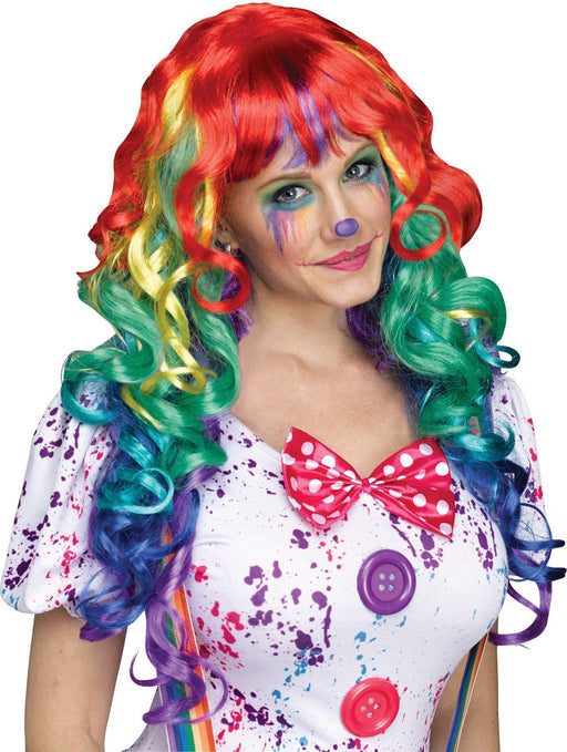 Rainbow Clown Wig with Bangs - costumesupercenter.com