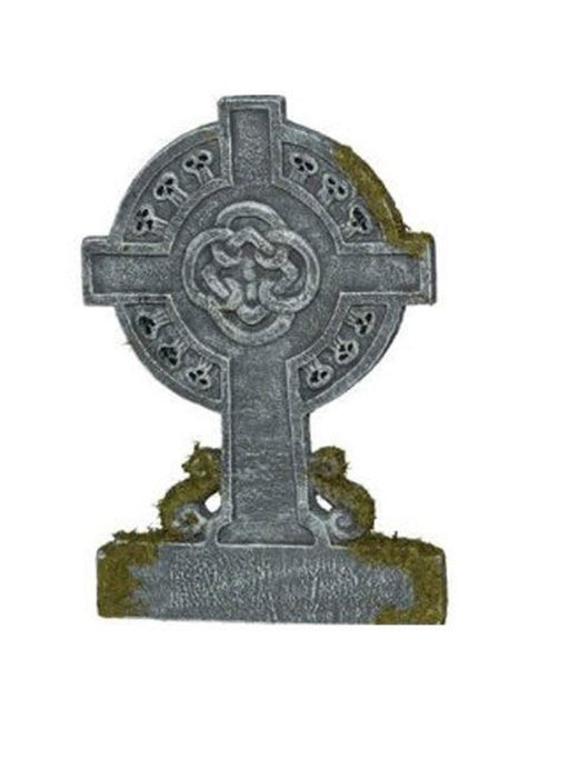 Mossy Celtic Cross Tombstone - costumesupercenter.com