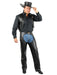 Men's Black Faux Leather Western Chaps and Vest - costumesupercenter.com