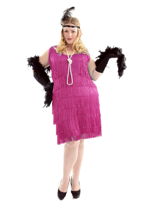 Fuchsia Fashion Flapper Plus Size Dress for Women - costumesupercenter.com