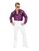 Flame Hologram Mens Disco Shirt (Purple) - costumesupercenter.com