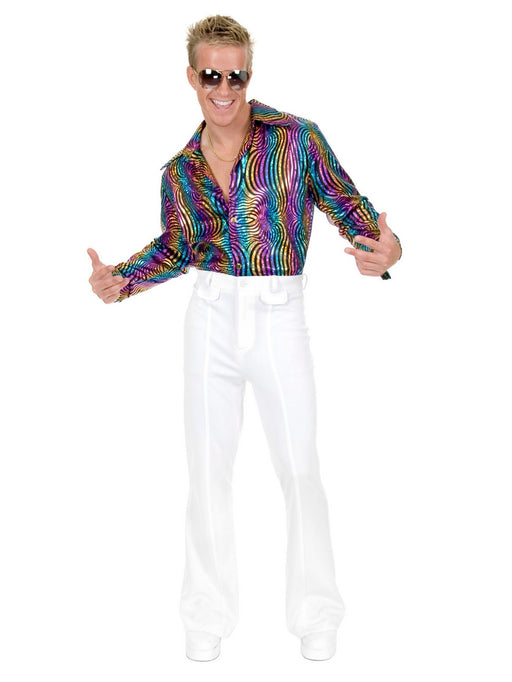 Rainbow Swirl Disco Shirt for Men - costumesupercenter.com