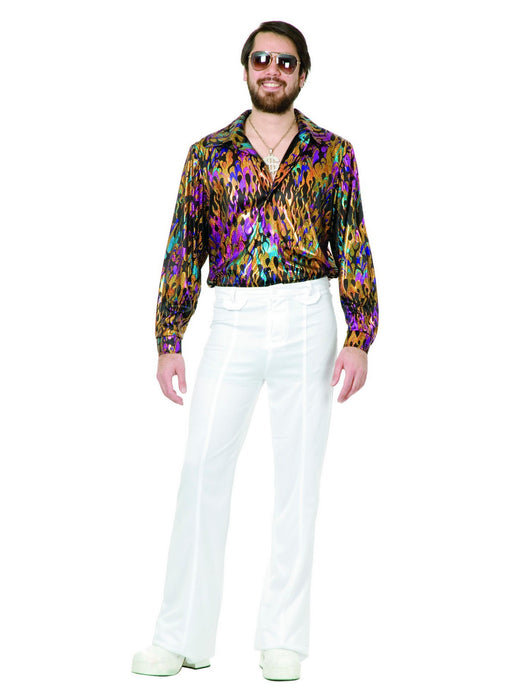 Multi Flame Disco Shirt for Men - costumesupercenter.com