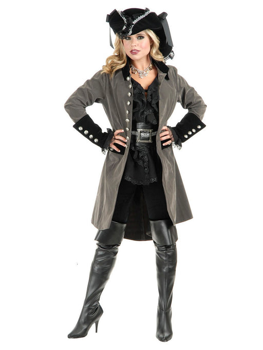 Adult Pirate Vixen Coat Gun Metal - costumesupercenter.com