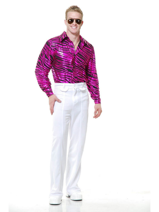 Men's Zebra Print Disco Shirt - costumesupercenter.com