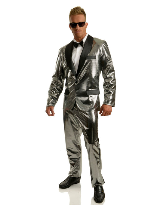Mens Disco Ball Tuxedo Set with Pants Silver - costumesupercenter.com