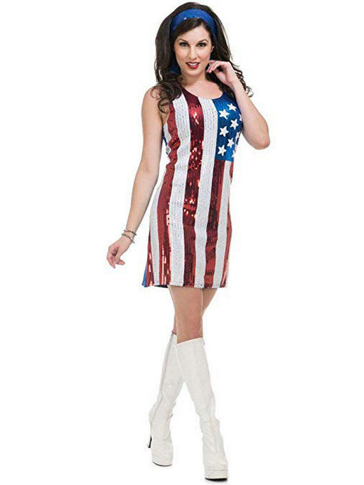 Womens American Flag Sequin Dress - costumesupercenter.com