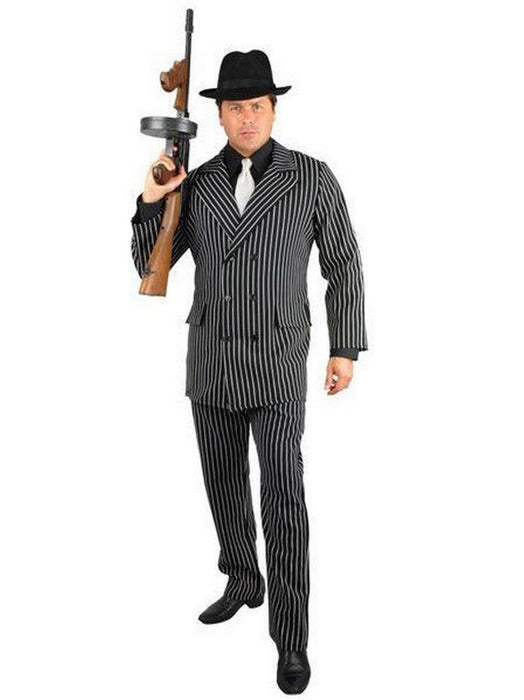 Mens Plus Size Black & White Gangster - costumesupercenter.com