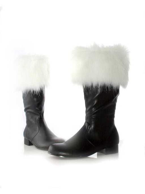 Santa Boots with Faux Fur Adult - costumesupercenter.com