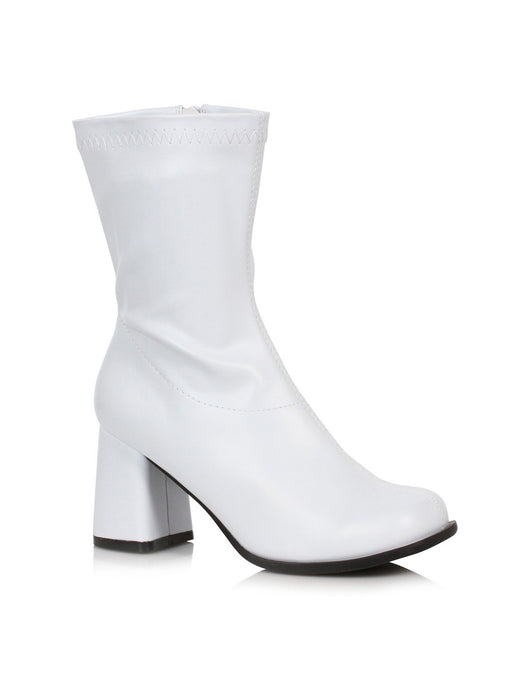 White Mid Calf Patent Gogo Boots for Adult - costumesupercenter.com