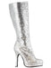 Women's Silver Glitter Knee High Boot - costumesupercenter.com