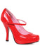 Women's Red Patent Mary Jane Heeled Shoes - costumesupercenter.com