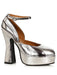 Women's Metallic Silver Retro Platform Heeled Shoes - costumesupercenter.com