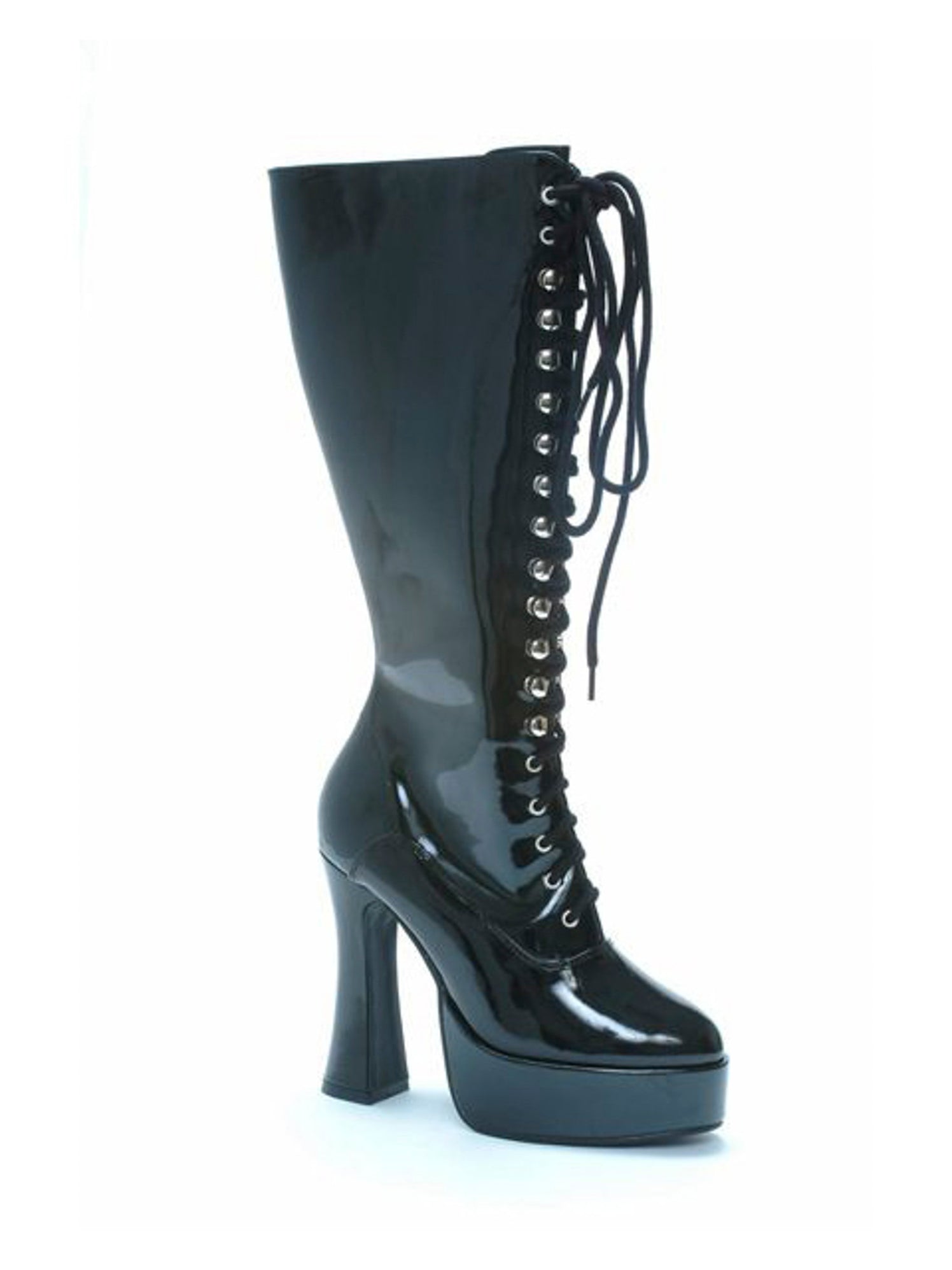 Black Patent Lace Up Boots — Costume Super Center