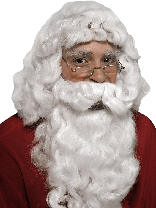 Men's White Santa Beard and Wig Set - Value Deluxe - costumesupercenter.com