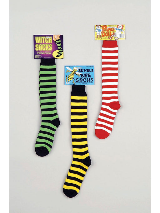 Adult Black and Yellow Striped Bumble Bee Socks - costumesupercenter.com