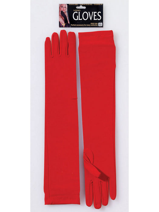 Gloves - Long Nylon Red Accessory - costumesupercenter.com