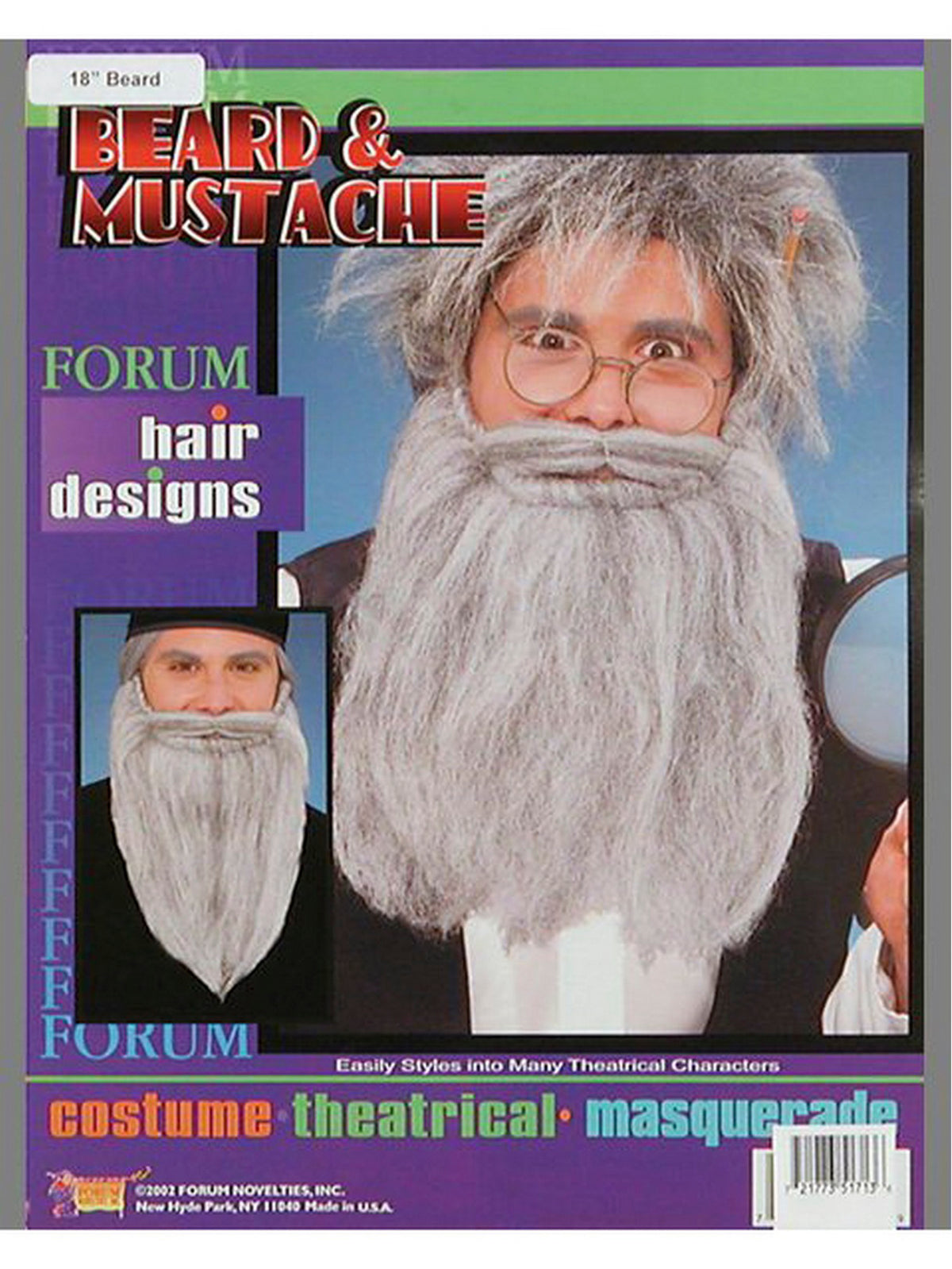 Adult 14-inch Gray Mustache and Beard