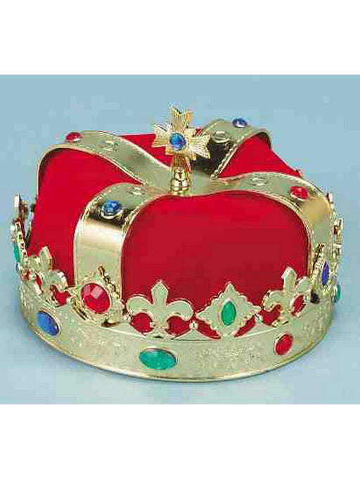 Adult Red and Gold Jeweled King Crown - costumesupercenter.com