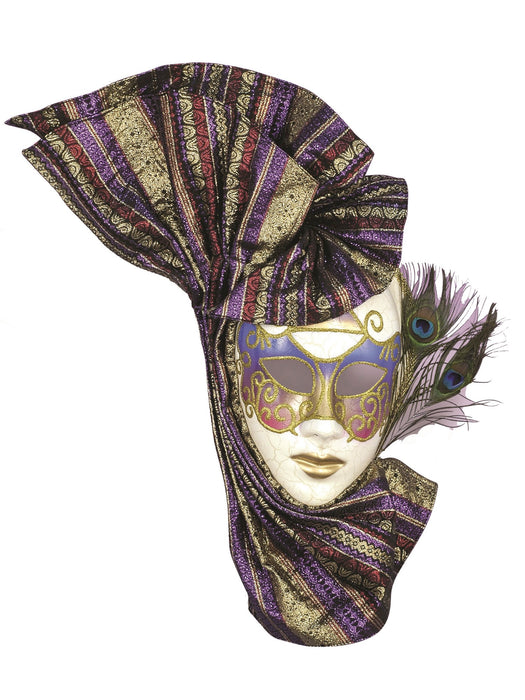 Adult Venetian Mask W/Pecock Feather - costumesupercenter.com