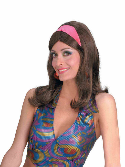 60s Go-Go Brown Adult Wig for Women - costumesupercenter.com
