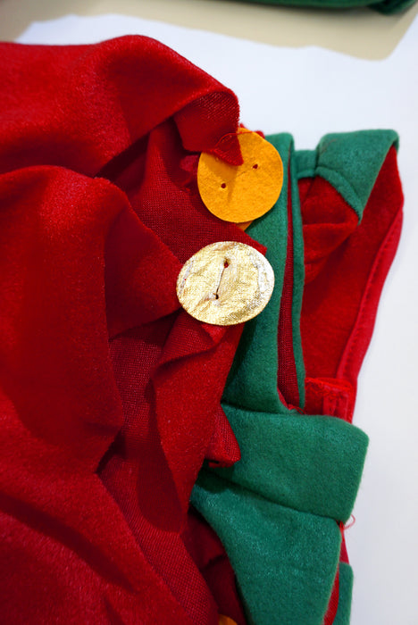 Men's Red and Green Holiday Helper Elf Costume - costumesupercenter.com