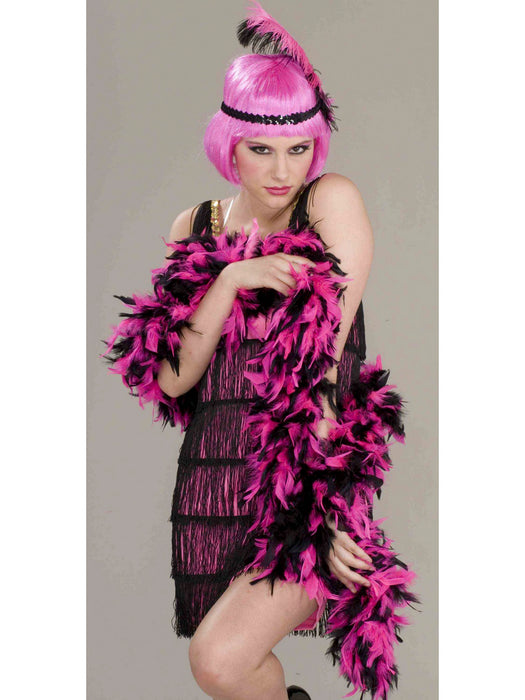 1920's Era: Pink and Black Boa - costumesupercenter.com