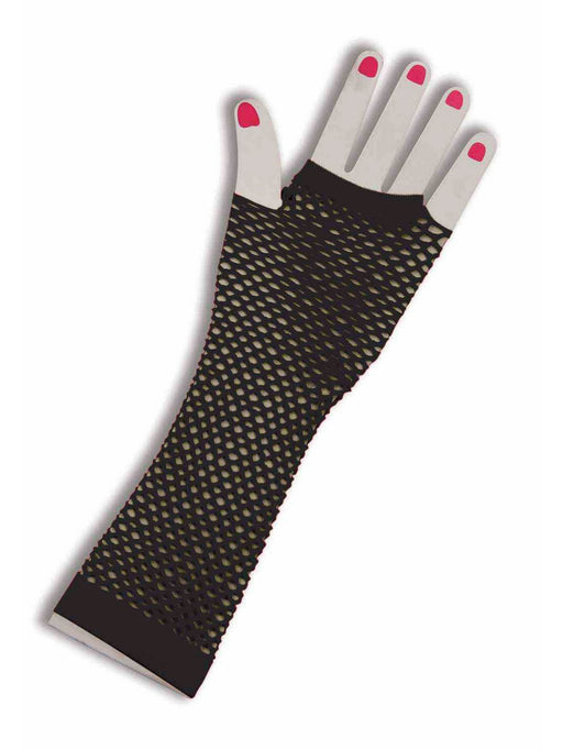 80's Fingerless Fishnet Gloves in Black - costumesupercenter.com