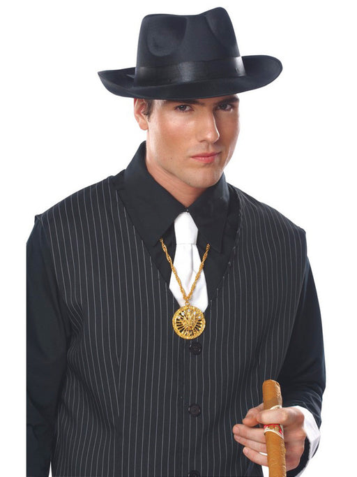 Adult Black Satin Fedora - costumesupercenter.com