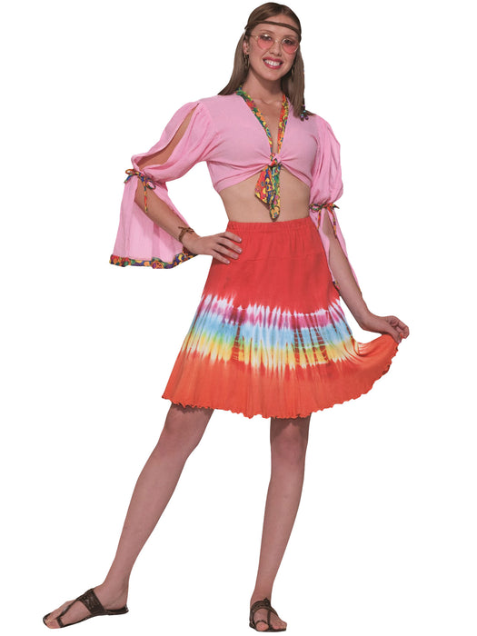 Womens Hippie Tie Dye Mini Skirt - costumesupercenter.com