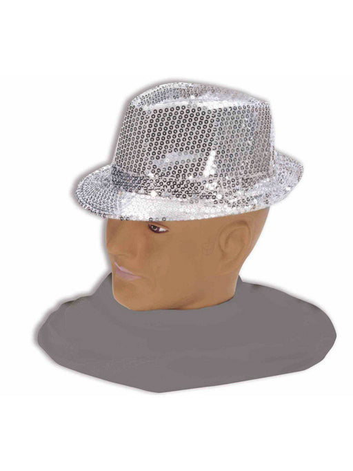 Adult Silver Sparkle Fedora - costumesupercenter.com