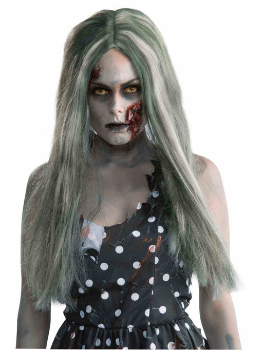 Women's Gray Creepy Zombie Wig - costumesupercenter.com