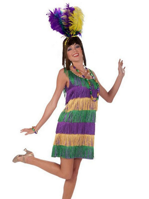 Women's Mardi Gras Frisky Flapper Mini Dress - costumesupercenter.com