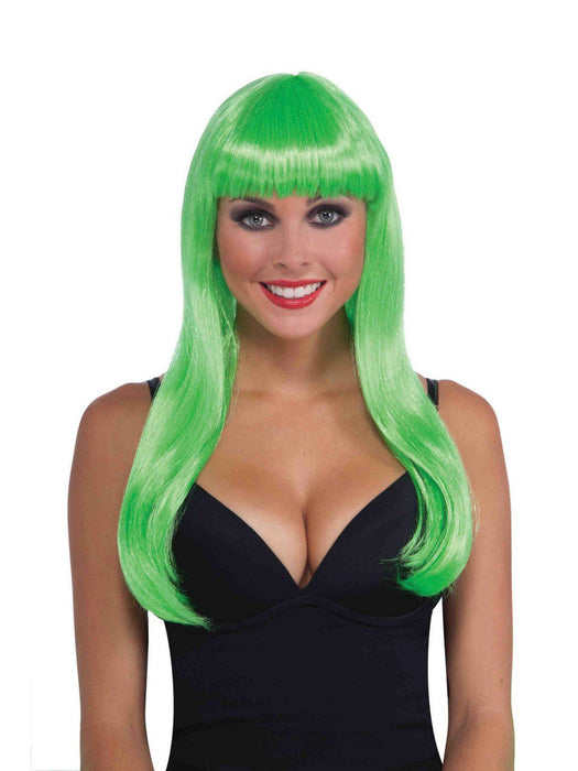 Long and Straight Neon Green Wig - costumesupercenter.com