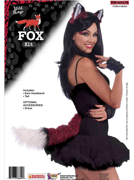 Adult Fox Ears Headband and Tail - costumesupercenter.com