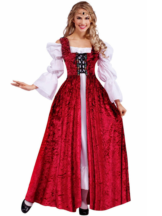 Womens Medieval Lady Lace Up Over Gown Adult Costume - costumesupercenter.com